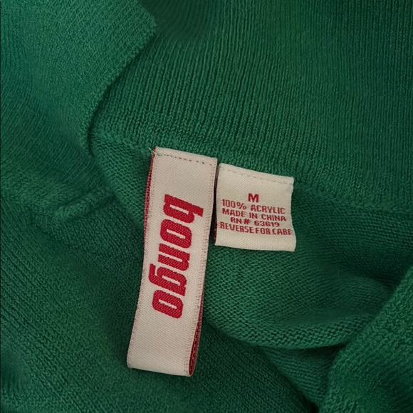Bongo Green Sweater VNeck Collar Size Medium - Picture 2 of 3